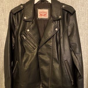 Ladies levi vegan black leather jacket
